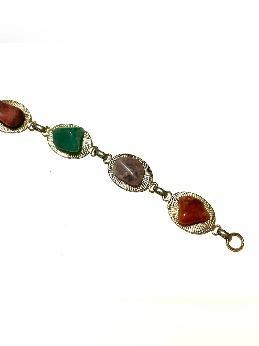 Multi-Stone Gold-Tone Link Bracelet